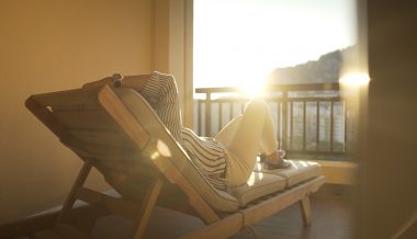 sunbed with evening sun